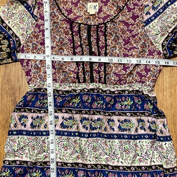 Edme & Esyllte Womens boho Cotton Silk Multicolor Floral Top Blouse 3/4 Sleeve - Picture 9 of 10